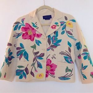 BCBG MAXAZRIA Embroidered Blazer in Linen Blend